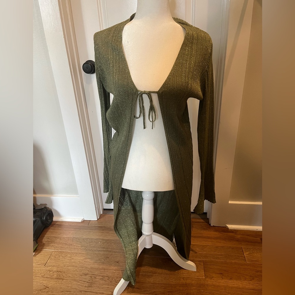 Anthropologie Metallic Beautiful Olive Cardigan. NWOT. Never worn.
